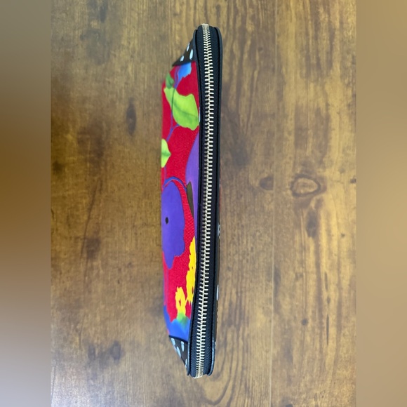 Carolina Herrera Multicolor Floral Cosmetics Bag Makeup Like New Polka Dots Gold - Picture 10 of 12